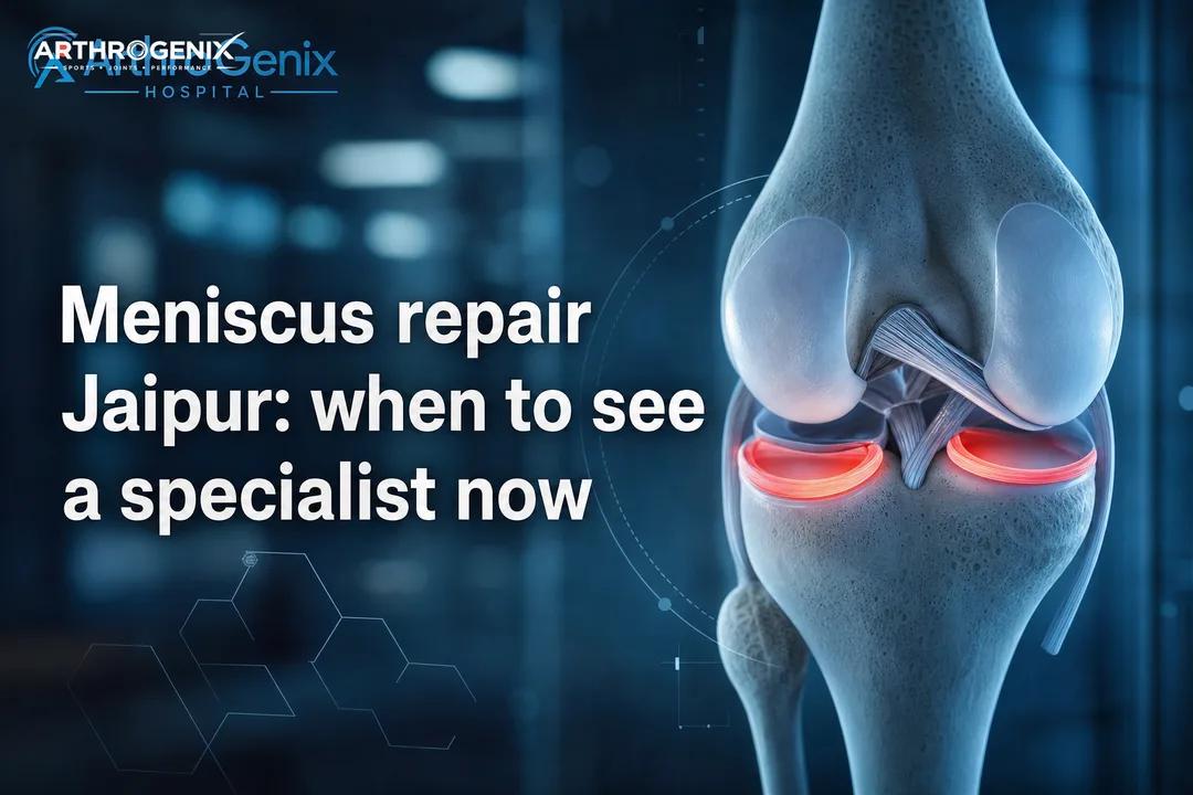 Clinical blog cover showing a knee joint for the focus keyphrase meniscus repair Jaipur