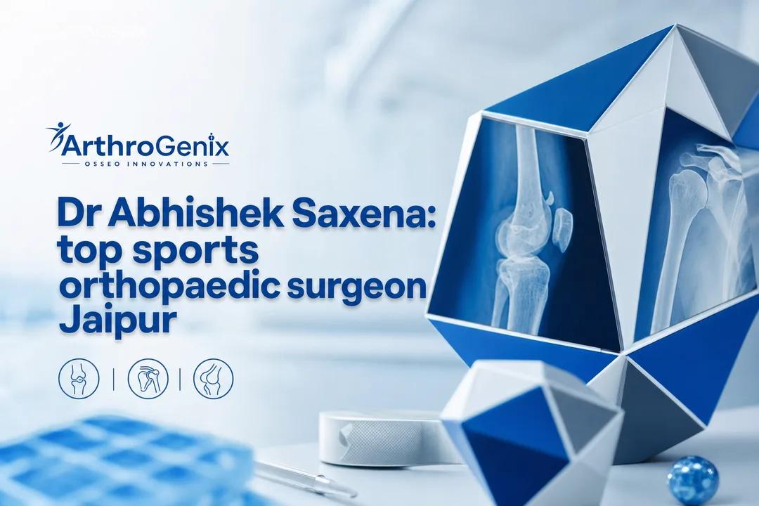 Abstract clinical cover art for a sports orthopaedic surgeon in Jaipur