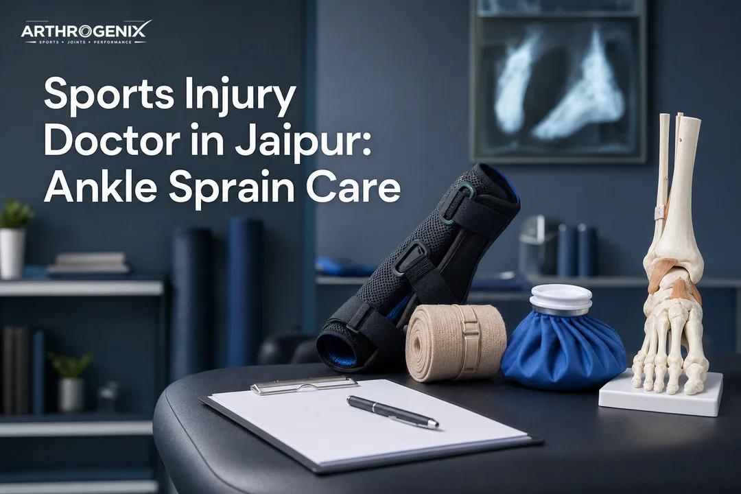 Clinic tools and an ankle brace representing Sports Injury Doctor ankle sprain care.